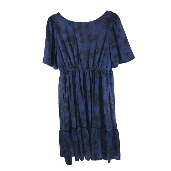 Wayward Fancies eShakti Dress A Line Tiered Pockets Tie Dye Blue Black XL-16 - Picture 2 of 4